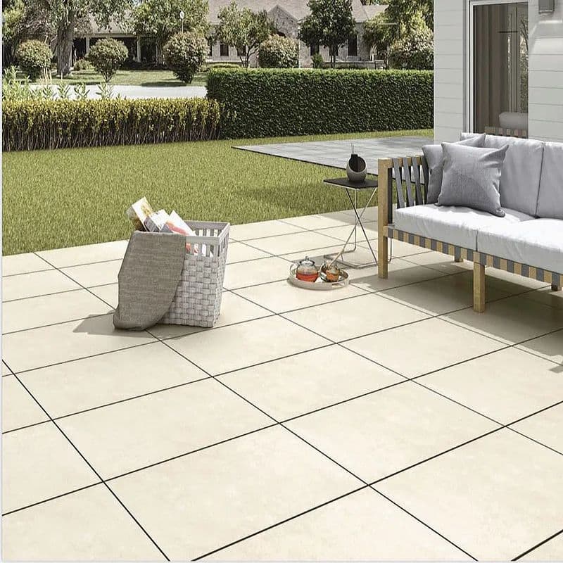 Ivory Cream 20mm Outdoor Porcelain Slabs 900x600x20mm  (Price From: £21.95/m2)