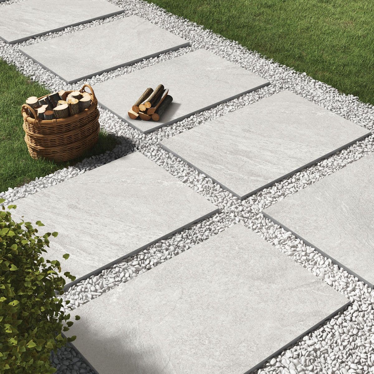 Ivory Silver Outdoor Porcelain Slabs 900x600x20mm (Price From: £22.95/m2)