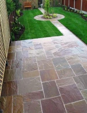 Raj Green Indian Sandstone Natural Calibrated Patio Pack 15.50m2 22mm (Price: £22.95/m2)