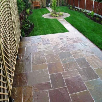 Raj Green Indian Sandstone Natural Calibrated Patio Pack 15.50m2 22mm (Price: £22.95/m2)