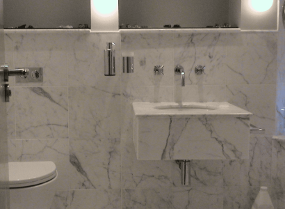 Bathroom in Italian Statuay Marble (Swinhay Estate House, Gloucestershire)